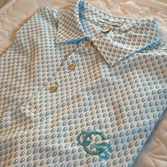 Peter Millar Crown Sport Hudson Printer Skulls Jersey Performance Polo. Size L - Picture 3 of 4